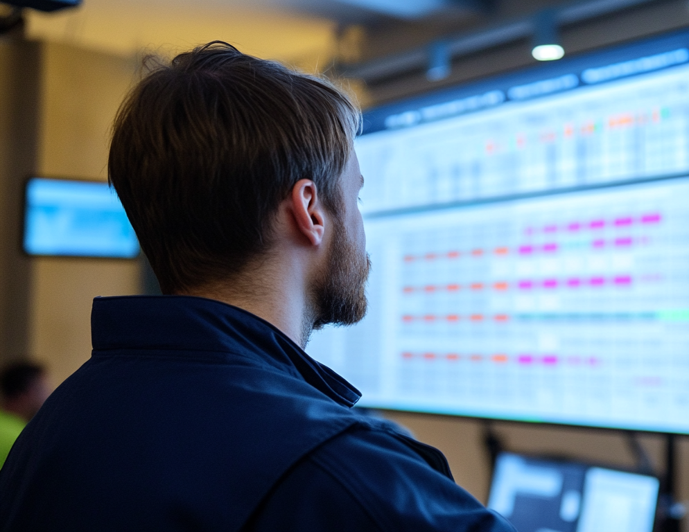 Man at a Computer Streamlining Production Schedules